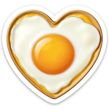 fried egg in the shape of a heart sticker