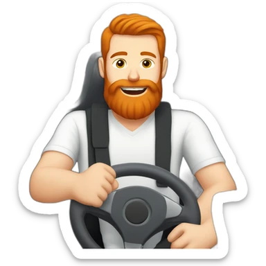 Man with a red beard drinking beer and driving a f1 car sticker