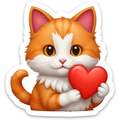 Cute cat holding a heart sticker