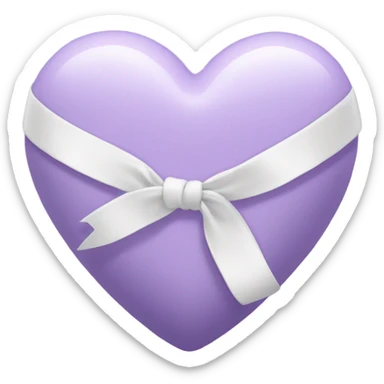 Lilac heart with white ribbon around the middle sticker