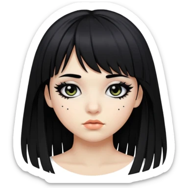 Emo girl with heavy eyeliner and long black bangs sticker