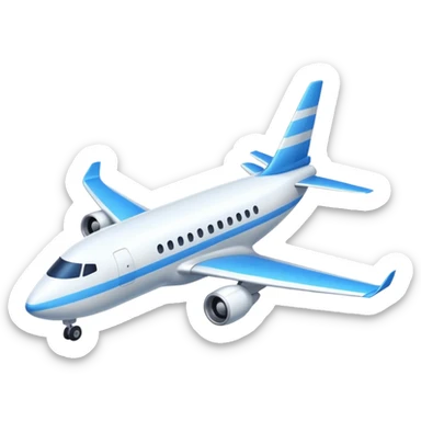 White airplane with blue stripe sticker