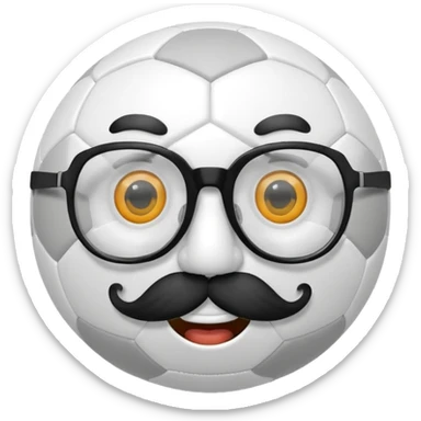 soccer ball wearing joke glasses and nose and mustache sticker