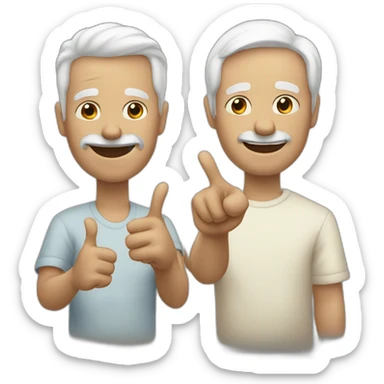 two old white best friends one hand up sticker