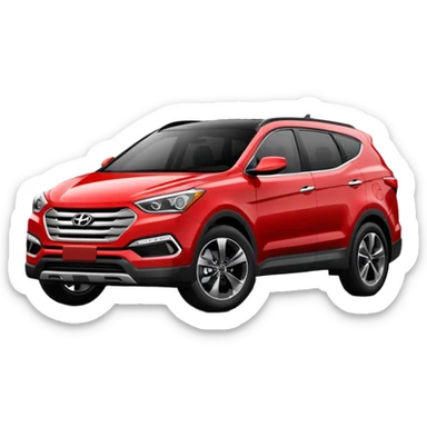 Red Hyundai Santa Fe sport suv black interior front view sticker