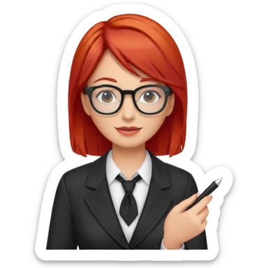 tailor woman with red hair and glasses sticker