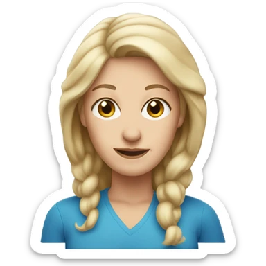 60 year old woman blonde long hair blue eyes  sticker