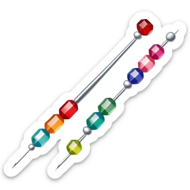 Create an icon that represents the hobby of beadwork, including colorful beads, thread, and a beading needle or tool. The design should capture the essence of beadwork with an artistic, crafty vibe. The icon should be simple yet detailed, showcasing the creativity and precision involved in beadwork. The background should be transparent. sticker