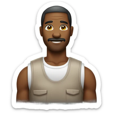 African American man with a stained wife beater on sticker
