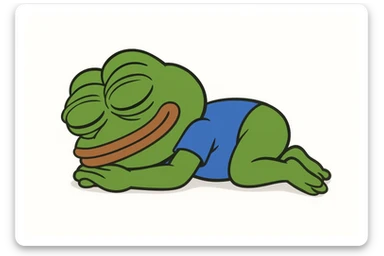 create a pepe sleeping, white background sticker