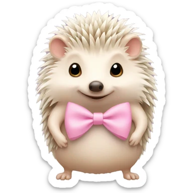 hedgehog wearing a light pink bow  sticker