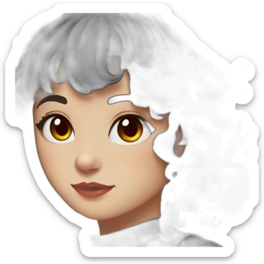 vintage, girl, cat ears, black hair, wavy hair, red eyes, black sclera sticker