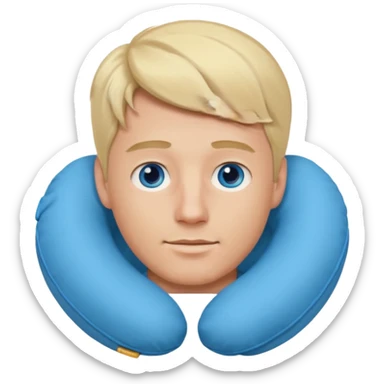 blonde man using travel neckpillow  sticker