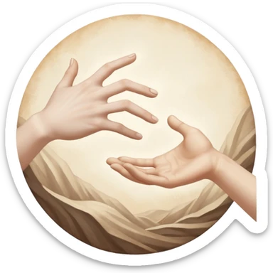 hands reaching out to each other like in the painting of the creation of Adam sticker