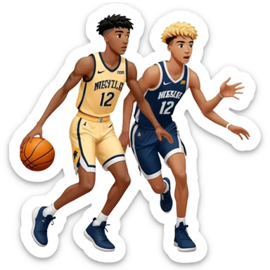 ja morant playing basketball with anthony edwards  sticker