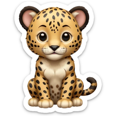 A high-resolution photo-realistic digital illustration of a baby jaguar, chest upward A high-resolution, photo-realistic digital illustration of a majestic jaguar sticker