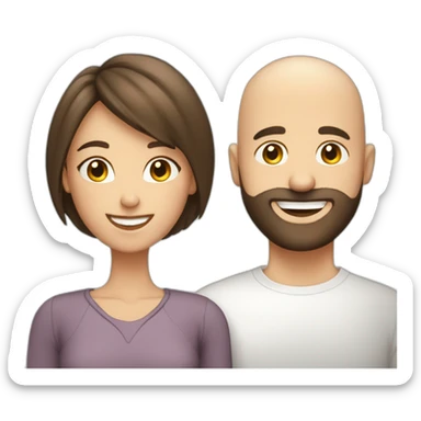 Happy-secret-couple-bald-guy-with-beard-with-shorthaired-brunette-girl sticker
