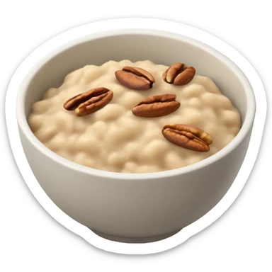 Bowl of Oatmeal with apples, pecans, and brown sugar sticker