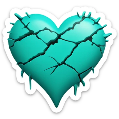 Broken teal heart sticker