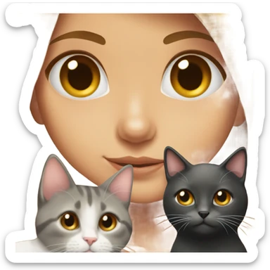 beautiful brown-eyed girl portrait cat sticker
