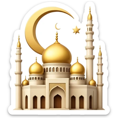 mosque with crescent moon sticker
