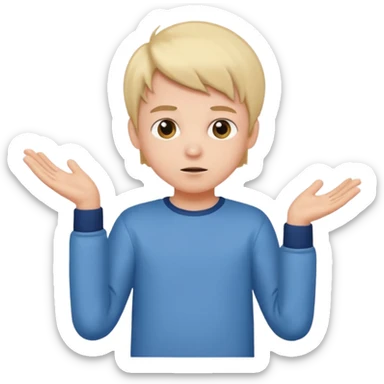 cute boy with cute dressing shrugging his shoulder sticker