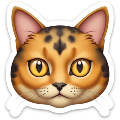 Tortoiseshell cat, yellow eyes, with big eyebrkws  sticker