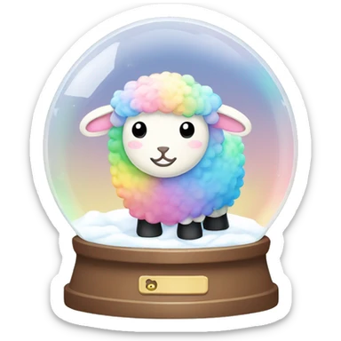 Kawaii rainbow pastel sheep in farm snow globe  sticker