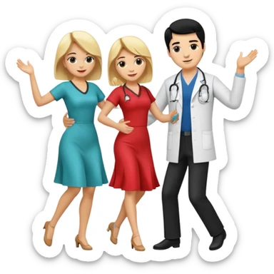 couple dancing full body a doctor black hair  woman blonde sticker