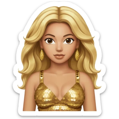Beyonce with blonde hair, gold sequin crop top  sticker