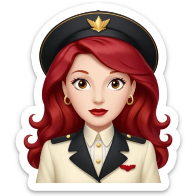 LaVerne Andrews from The Andrews Sisters with long dark red hair, ivory outfit sticker