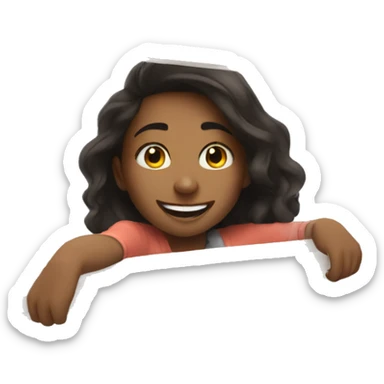 smiling girl by the window with me sticker