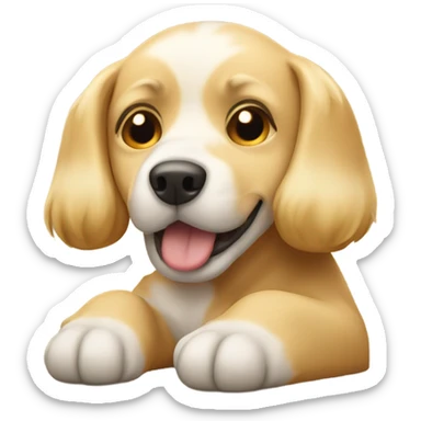 Blond dog laying on lap sticker