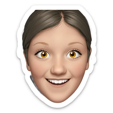 smiling girl in grey hoodie sticker