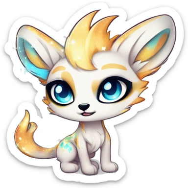Cool cute Kawaii edgy ethereal futuristic modern epic fantasy animal sparkle fursona Fionbri creature by griffsnuff & LiLaiRa & Falvie full body sticker