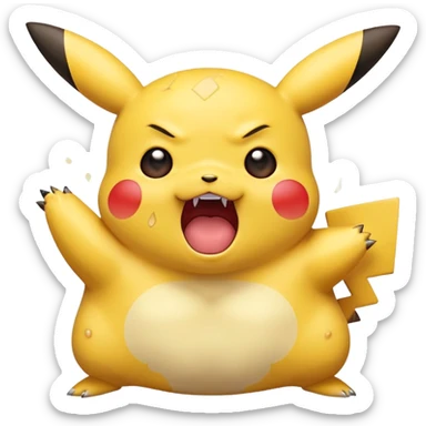 chubby Pikachu with blemishes screaming in fear sticker