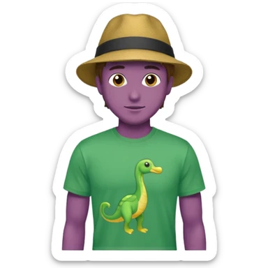 A handsome guy looks bold and brash, wears a t shirt and has a hat sticker