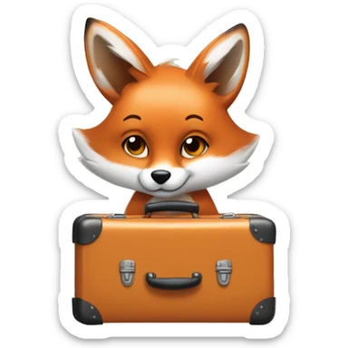 little fox packing a suitcase, in art style
 sticker
