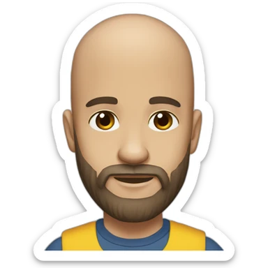 Daniel nass, brazilian, white skin, half bald, straight brown hair, bearded sticker