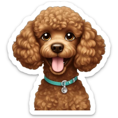 brown mini poodle smiling sticker