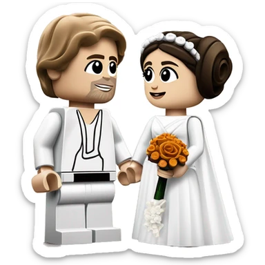 Lego Princess Leia and Anakin  Skywalker get married sticker