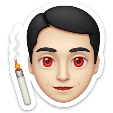 Smirking face with red eyes with joint in mouth sticker
