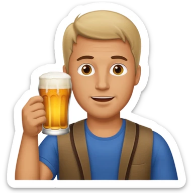 A man who drinks a cold beer sticker