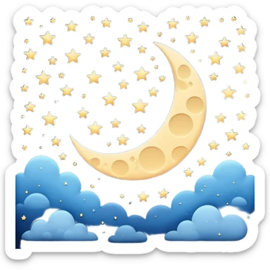 nighttime sky with moon and stars sticker