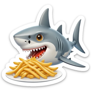 A Shark Eating French Fries sticker