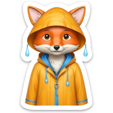 fox wearing a raincoat sticker