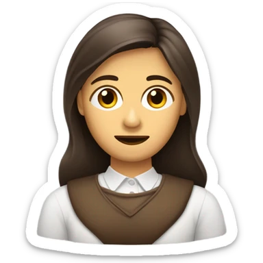 Crea un avatar de medio cuerpo de una psicóloga morena  con grandes ojos cafés, rostro delgado, cabello largo dorado sticker