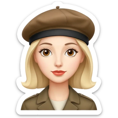 Parisian woman wearing a beret hat sticker