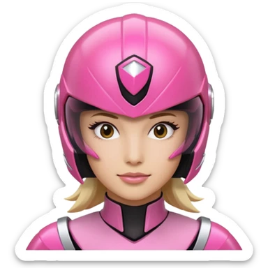 pink power ranger, woman emoji, only head, pink power ranger helmet on sticker