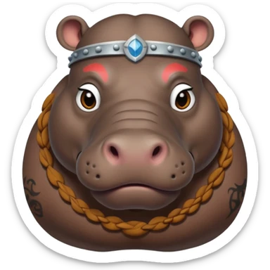 hippo viking ancient with tatooed sticker